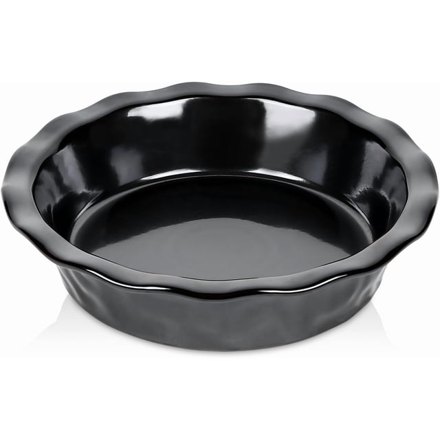 Ceramic Pie Pan Round Fluted and Deep Pie Dish for Tart Pizza Quiche Pot Pies Cake Reactive Glaze ()