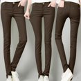 thumbnail image 2 of Kcodviy Pantalon Robe en Jean Taille Haute pour Femmes pour Tenue de Bureau Décontractée Extensible Classique Couleur Unie Cheville Pantalon Décontracté pour Femmes Taille Grande Jeans Décontracté Régulier Jeans Ajustés, 2 of 8