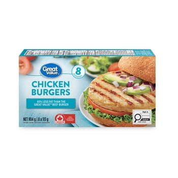 Great Value Burgers de Poulet Surgelés 8 x 113g
