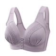 thumbnail image 4 of Cotton Wireless Bra on Clearance 3pc Ladies Comfortable Convenient Front Button Bra Breathable Easy Close Everyday Bra Plus Size Seamless Bralettes Workout Bras for Women New Purple XXL, 4 of 5