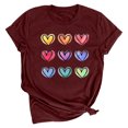 thumbnail image 1 of Meichang T-Shirts de la Saint-Valentin pour Femmes Imprimé Cœur Manches Courtes Col Rond Hauts Coupe Ample Pull T-Shirts Mignons Blouses, 1 of 2