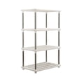 thumbnail image 2 of 4-Tier Plastic Storage Shelves, White, 80x42x22 cm, Waterproof Independent Shelving Unit for Kitchen, Pantry, Bathroom, Laundry, Closet, Compact Floor Rack, 2 of 8