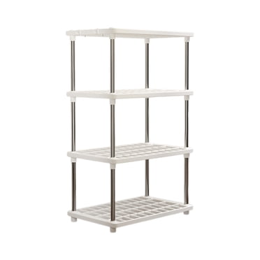 SLYNSHome 4-Shelf Light Duty Plastic Storage Shelves,Medium Modular Shelving Unit Storage Organizer for Garage,Home,Bathroom & Laundry,Storage Rack