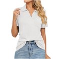 thumbnail image 1 of Birdeem T-Shirt à Manches Courtes Uni Col Mode pour Femmes Blouse Ample, 1 of 7