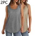 thumbnail image 2 of Chbgutlmr Tank Tops for Women 2pc Plus Size Round Neck Sleeveless Solid Color Loose Running Summer Tops, 2 of 9