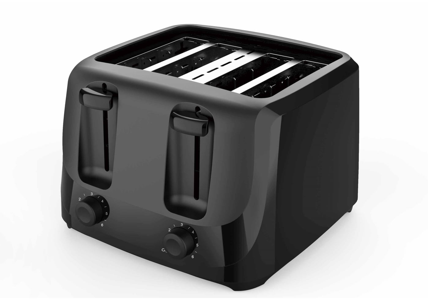 Grille - pain mainstays 4 tranches noir avec 6 réglages de teintes et plateau à miettes amovible