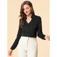 thumbnail image 3 of INSPIRE CHIC Chemise Élégante à Manches Longues Col en V pour Femmes TP Noir, 3 of 6