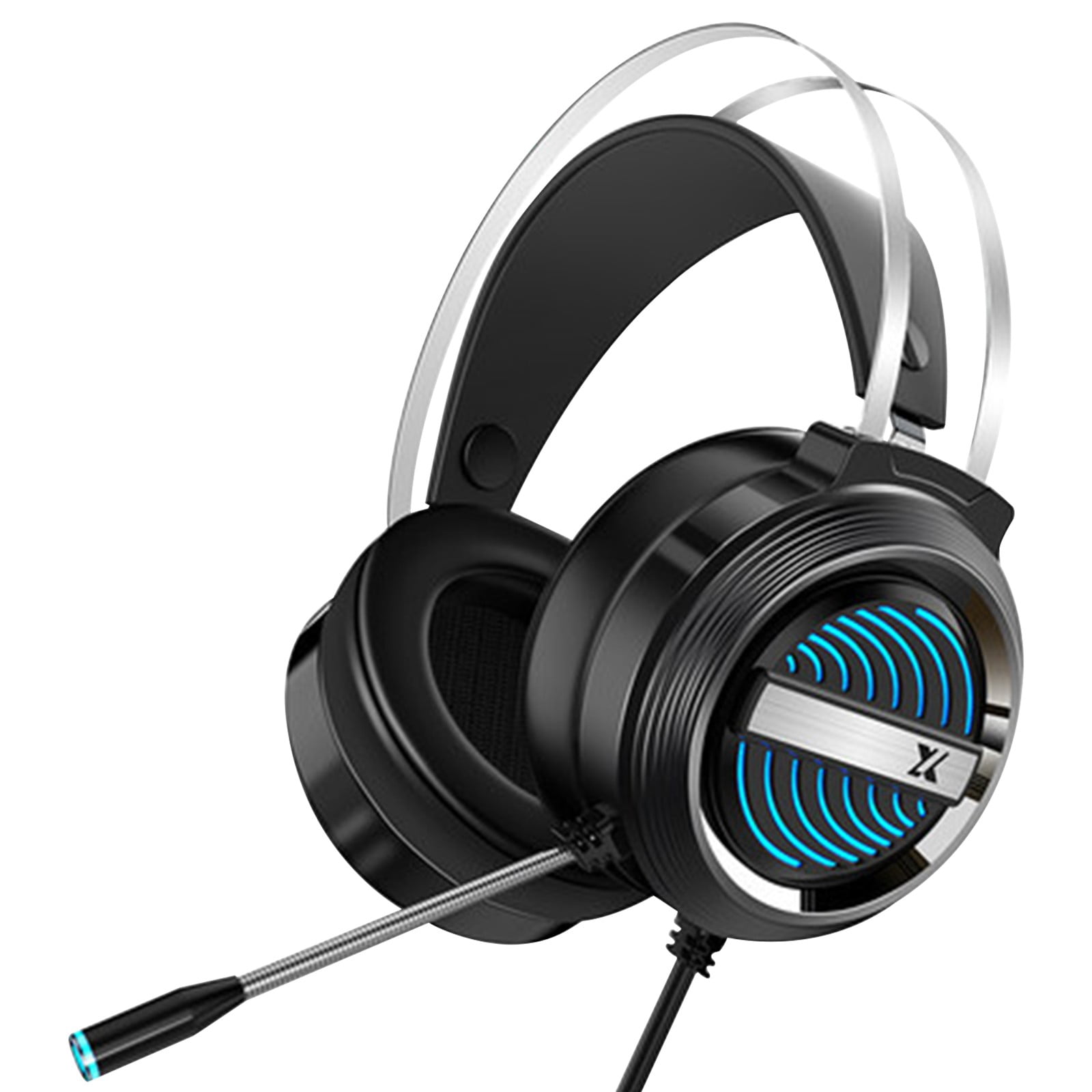 Rbaofujie Head Mounted Wired Headphones with USB Interface Cool Lighting and Earphones 7.1 Stereo Sound Effects Heavy Headphones