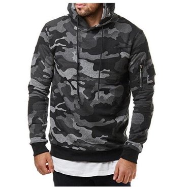 Chandails à Capuchon Camouflage pour Hommes (Gris, TG)