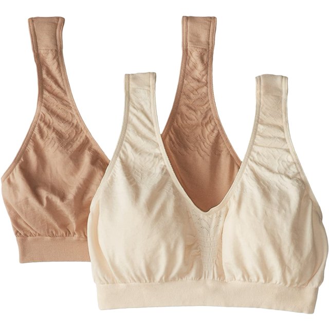 Bali Womens Comfort Revolution Microfiber Crop Top 2-Pack, L, NudeLight Beige