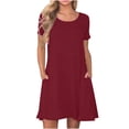 thumbnail image 2 of Meichang Robe T-Shirt pour Femmes avec Poches Décontractée à Manches Courtes Mini Robes d'Été Coupe Ample Col Rond Courte Robe T-Shirt de Plage, 2 of 6