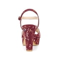 thumbnail image 2 of BLISSFUL STEP Women's Shoes Floral Pattern Platform Chunky Heel Open Toe Slingback Buckle Strap  Sandals Burgundy 6, 2 of 7