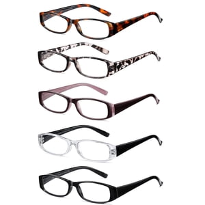 SOCTICK Luire des lunettes de lumière bleues, 5-Pack Lunettes de lecture pour les femmes avec des charnières de ressort confort, lecteurs anti UV/Glare 2.50