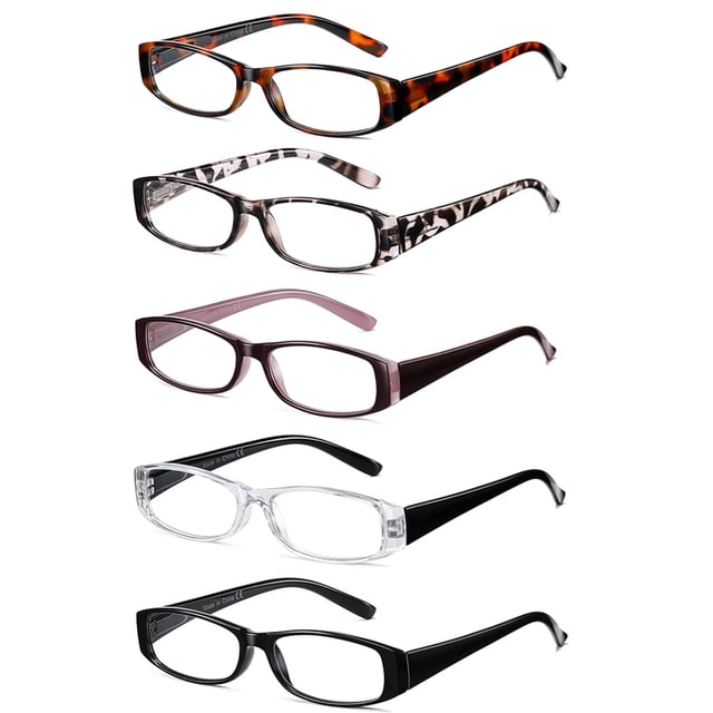 SOCTICK Reading Glasses Blue Light Blocking, 5-Pack Reading Glasses for Women with Comfort Spring Hinges, Anti UV/Glare Readers 3.50