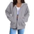 thumbnail image 1 of MeetoTime Womens Zip Up Hoodies Oversized Long Sleeve Sweatshirts Fleece Hooded Fall Jacket with Pockets, 1 of 7