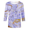 thumbnail image 4 of SMihono Hauts pour Femmes Été Chic Décontracté Mode pour Femmes Manches Courtes Rétro Col Rond Imprimé Hauts Amples Blouse Manches Trois Quarts T-shirt Oversize pour Femmes, 4 of 4