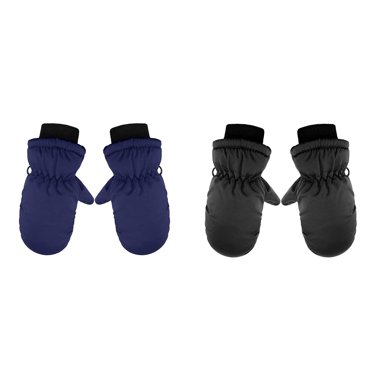 Lot de 2 (Bleu Foncé 1 Pcs et Noir 1 Pcs) Mitaines avec Cordons Multipack Gants de Neige Mitaines Doublures de Gants pour Ski Paires 1 Gants de Ski Chauds Mitaines