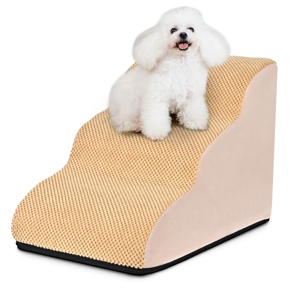 Pet Stairs for Small Dogs, 3 Tier Portable Dog Ramp for High Beds or Couch, Soft Foam Puppy Ladder