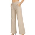 thumbnail image 1 of Birdeem Women Fashion Solid Color High Waisted Pocket Vent Fitting Full Length Pants, 1 of 1