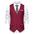 thumbnail image 1 of EGNMCR Débardeurs Hommes Mode Rétro Uni avec Poches Débardeurs à Simple Boutonnage Col en V Blouse, 1 of 9