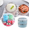 thumbnail image 2 of Binwennn Stackable Lunch Stainless Steel Thermal Insulated Bento Lunch Container Leakproof Food Storage Container For Kids Bento Picnic School Food Container Small Teal Table Small Dining Table Set, 2 of 7
