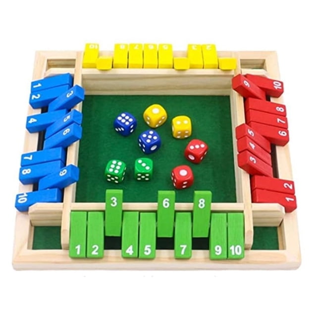 Shut The Box Dice Game 1 4 Players 10 Numbers Wooden Dice Game Traditional Bar Table Mat Game Enhances Math And Decision Making Skills For Kids And Adults
