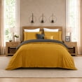 thumbnail image 1 of Swift Home Reversible Ultra Soft Solid Duvet Cover Set with Decorative Button Closure, Queen, Mustar, 1 of 6
