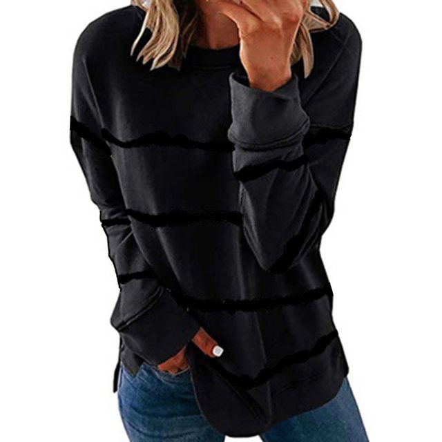 DPTALR Femme T-Shirt à Col Rond à Manches Longues Imprimé Blouse Ample Hauts
