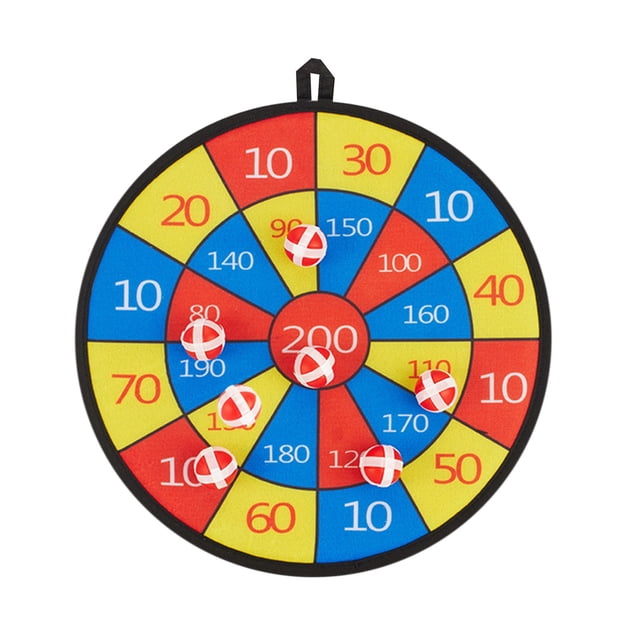 Kids Dart Board Set with Hook and Loop Axe Throwing Toy, featuring a vibrant circular dartboard with numbered scoring zones in red, yellow, and blue. Foam axes with hook and loop strips are attached to the board, ensuring safe gameplay for children. Ideal for game rooms, indoor or outdoor fun, and skill-building activities.