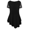 thumbnail image 4 of Leutsin Plus Size Women Solid Floral Lace O-Neck Asymmetric Three Quarter Plus Size Plus Size Tops Blouse, 4 of 7