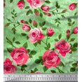thumbnail image 1 of Soimoi polyester Crepe Fabric Leaves & Rose Flower Print Sewing Fabric Yard 42 Inch Wide, 1 of 3