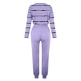 thumbnail image 5 of Mrat Sweatsuits for Women Set 2 Piece 2 Piece Jogging Sets Striped Print Polyester Long Sleeve Sweatsuits Sets Two Piece Track Suits Drawstring High Waist Pants Set Comfy Outfits P-Purple XXL, 5 of 5