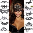 thumbnail image 2 of Black Lace Eye Face Mask Masquerade Ball Prom Halloween Decorations, 2 of 5