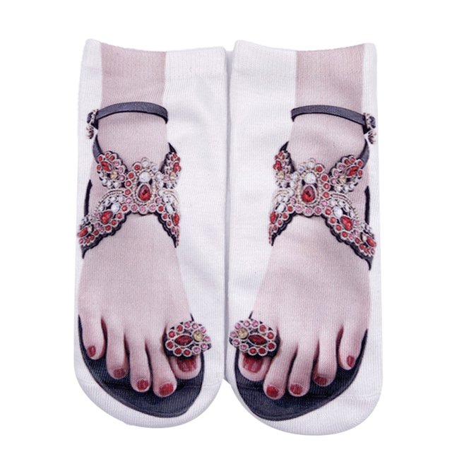 3D Pattern Manicure Print Socks Funny Hidden Running Socks Women Personalized