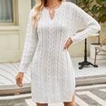 thumbnail image 1 of Dvkptbk Chandails pour Femmes Nouveau Chandail Torsadé à Fleurs Mi-Long Tricoté Fendu Ample Robe Chandail Vêtements en Liquidation, 1 of 1