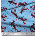 thumbnail image 2 of Soimoi Polyester Crepe Fabric Dot & Lobster Ocean Print Fabric by The Yard 42 Inch Wide, 2 of 3