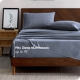 thumbnail image 4 of Bare Home Flannel Sheet Set - 100% Cotton - Deep Pocket - Queen, Heathered Indigo, 4-Pieces, 4 of 7