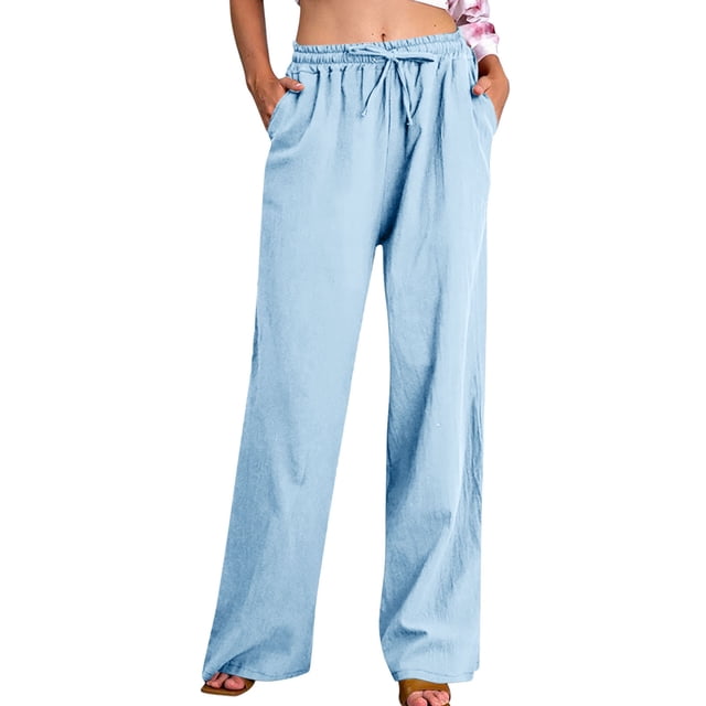FNFYFH Clearance Women's Linen Pants for Summer Breathable Solid Color