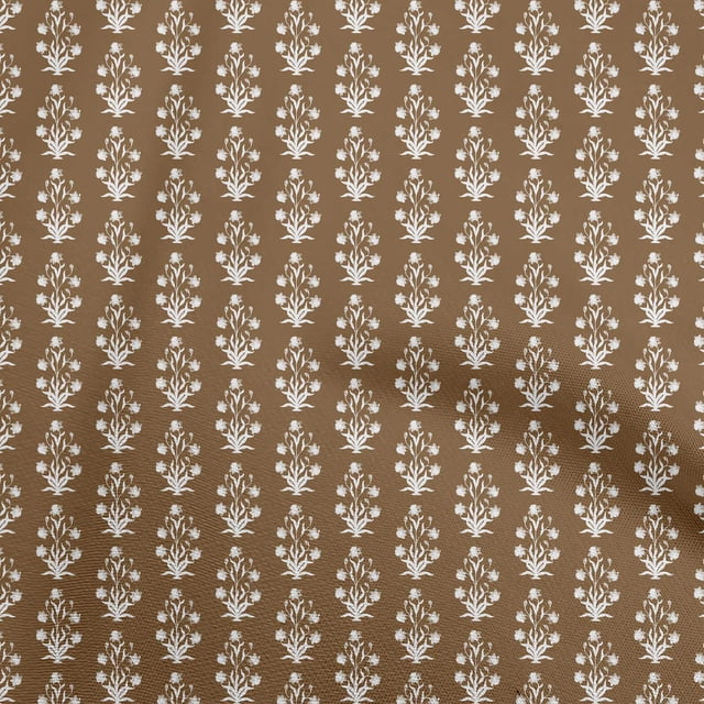 oneOone Polyester Spandex Brown Fabric Asian Block Print Sewing Craft Projects Fabric Prints By Yard 56 Inch Wide