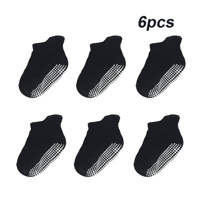 6 Pcs Bas Chaussettes pour Enfants avec Belle Élasticité Port Confortable Style Simple Bonne Fabrication Bas Garder le Rampement Noir 12-14