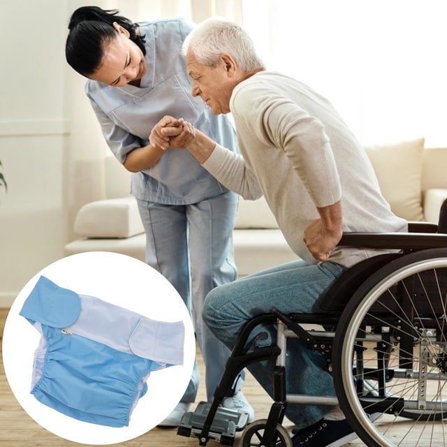 OULII Couvre-Couches pour Adultes, Lot de 2, Réutilisables et Lavables, Pantalons d'Incontinence, Bleu Ciel, Imperméables et Respirants