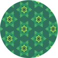 thumbnail image 1 of Ahgly Company Tapis d'Intérieur Rond Lavable en Machine Vert Sarcelle Moyen Transitionnel, 7 Pieds Rond, 1 of 7