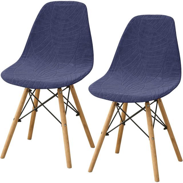 Shell Dining Room Chair Slipcovers Set of 2/4/6,Stretch Modern Armless Lounge Chair Slipcovers Protector for Kitchen Dining Living Room(Navy Blue,2Pcs)