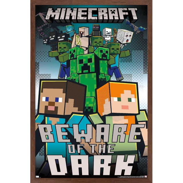 Minecraft - Beware Of The Dark Wall Poster with Magnetic Frame, 22.375" x 34"
