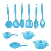 SIYTUAU Blue 13 Piece Non Stick Cookware Set With Soup Pot Milk Pan Frying Pan Spatulas Maifan Stoneware Iron Material Easy Clean For Kitchen Use Durable Construction Blue