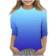 thumbnail image 1 of Splozh Chemises à Manches Longues pour Fille T-Shirt Décontracté à Col Rond à Manches Trois Quarts pour Fille Haut Basique Régulier à Manches 3/4 Bleu, 6-7 Ans, 1 of 5