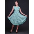 thumbnail image 2 of Bimba Robe d'Été Sans Manches à Col Rond pour Femmes, Imprimée de Feuilles de Chou Bleues, Tenue Décontractée - Grand, 2 of 6