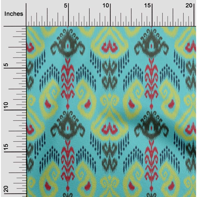 oneOone Polyester Lycra Fabric Swirl & Paisley Ikat Print Fabric BTY 56 Inch Wide