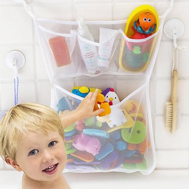 Bathtub Toy Organizer Mesh Bath Toy Holder Bathtub Storage Bag with Sunction Cup