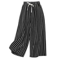 thumbnail image 2 of RKSTN Womens Pants Casual Pants For Casual Summer Drawstring Elastic High Waist Linen Pant Pockets Cropped Trouser Soft Comfortable Straight Leg Pants, 2 of 8